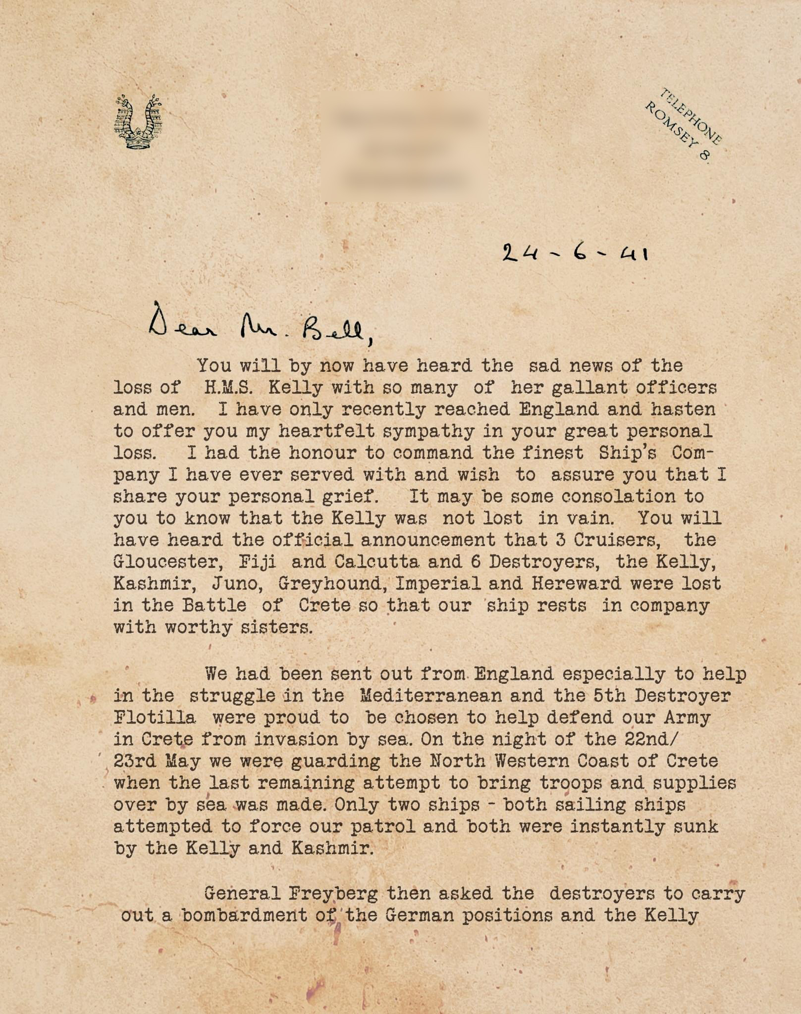 Page 1 of Mountbatten letter