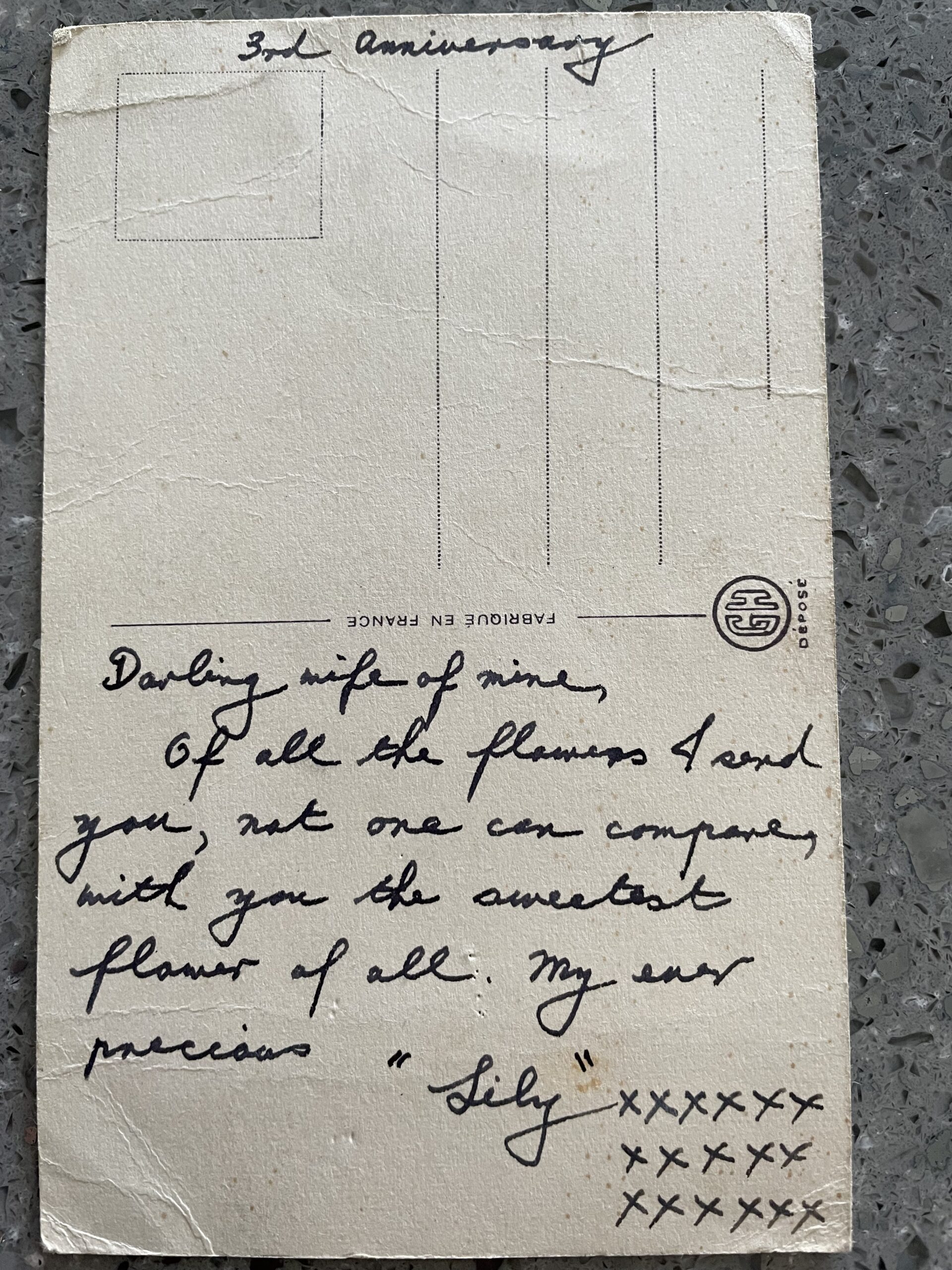 Handwritten postcard