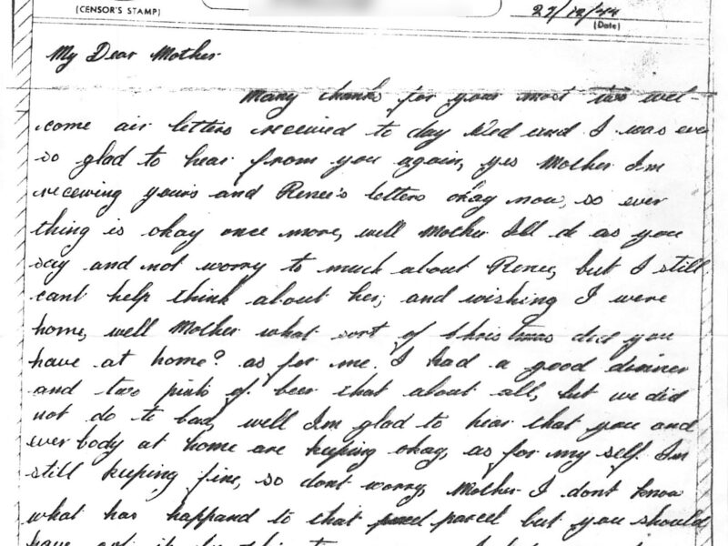 Letter from Frank Blackburn