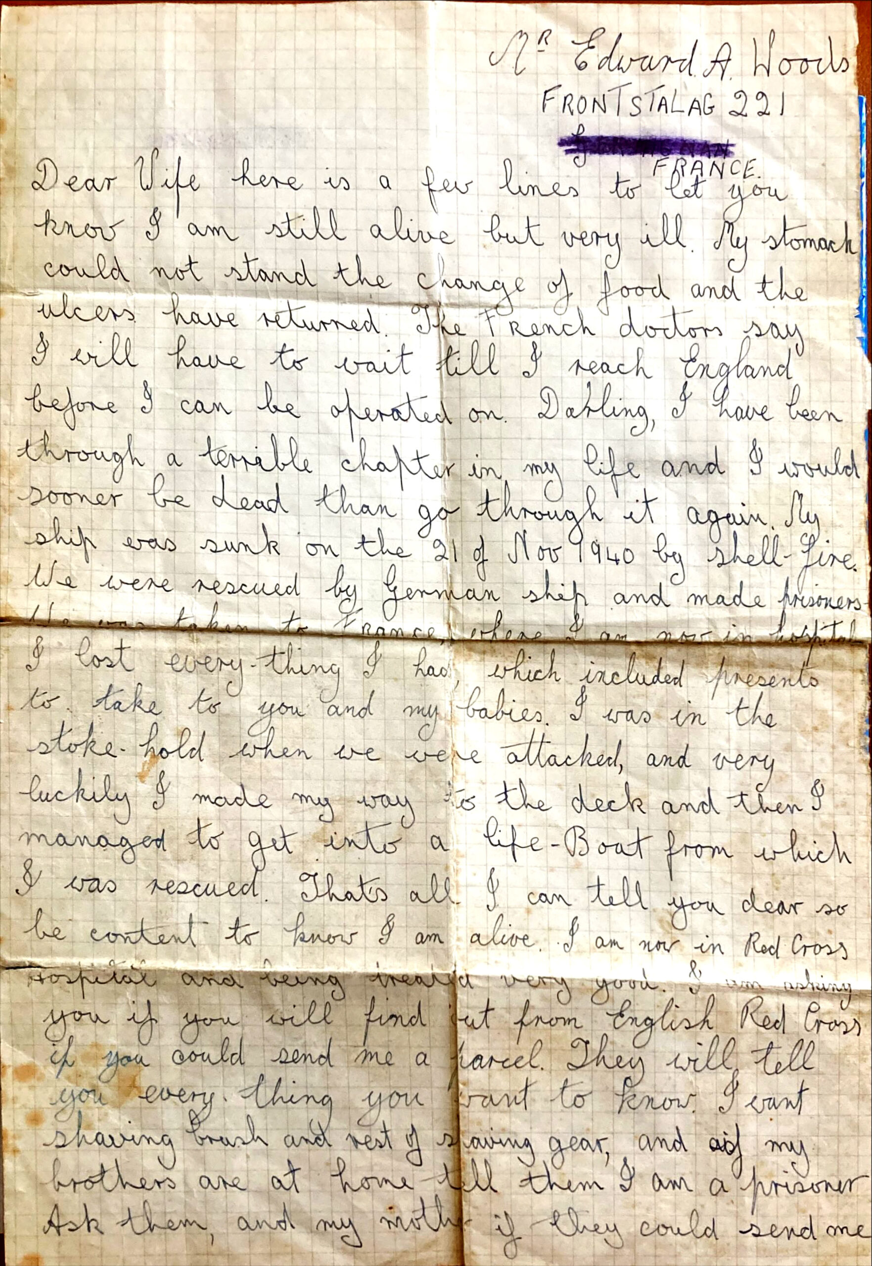 Grandads first letter home as POW