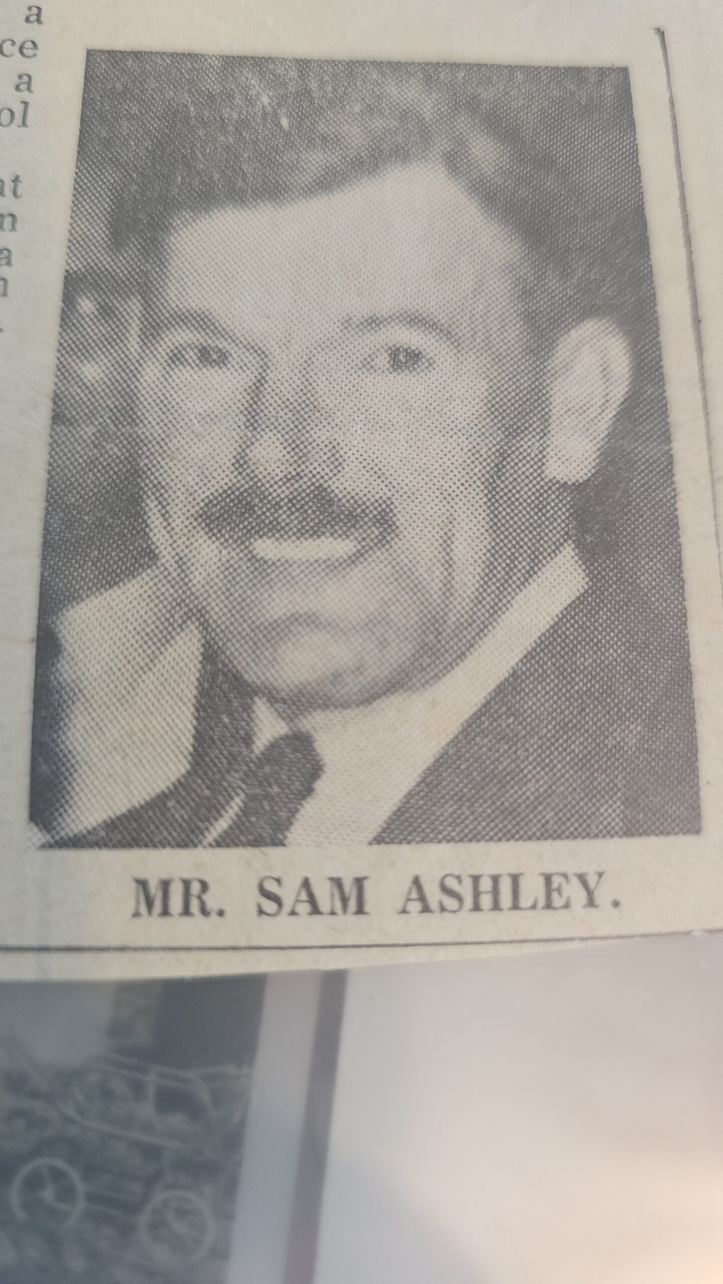 Sam Ashley in a newspaper article