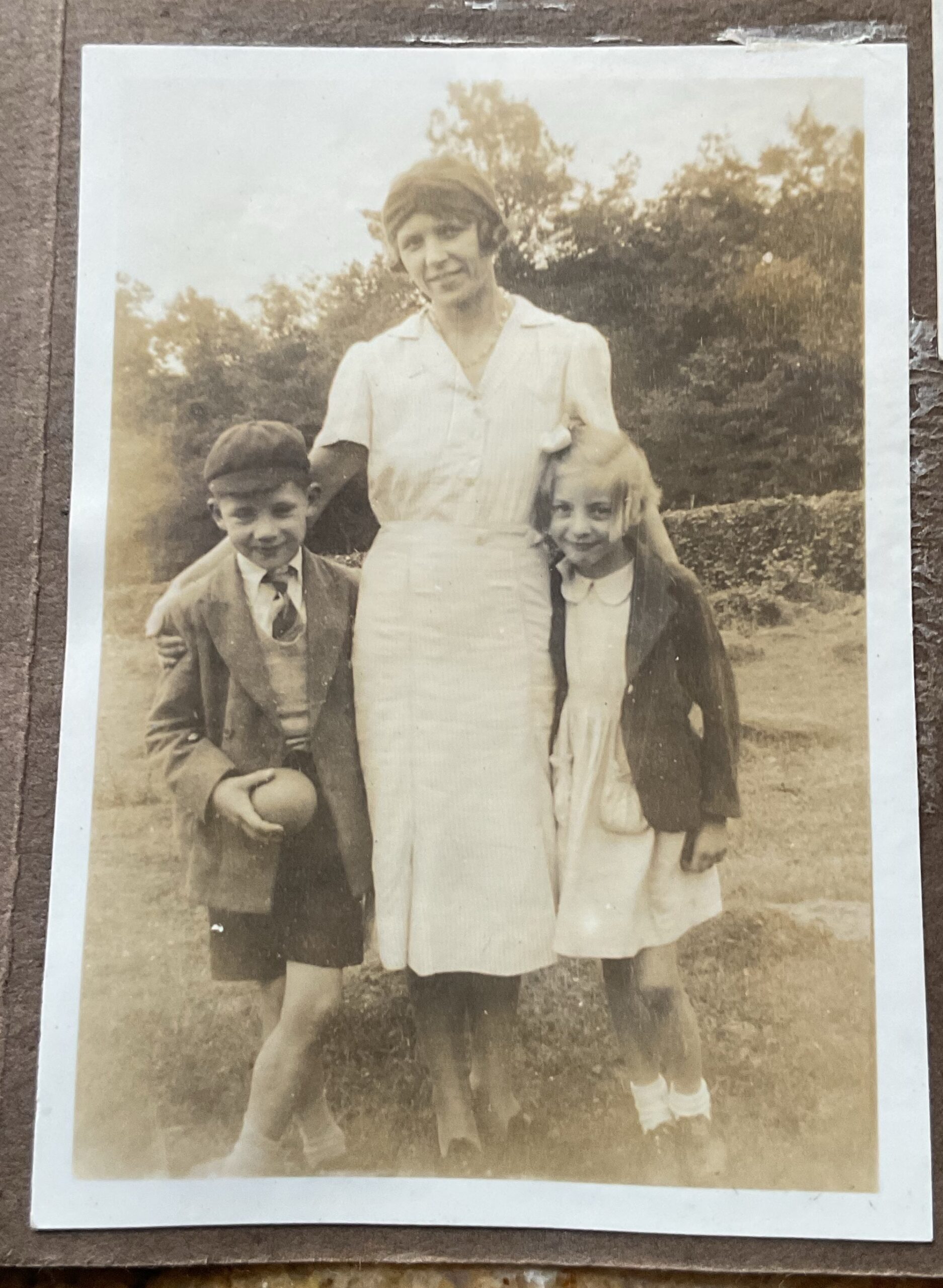 Woman smiling with two children