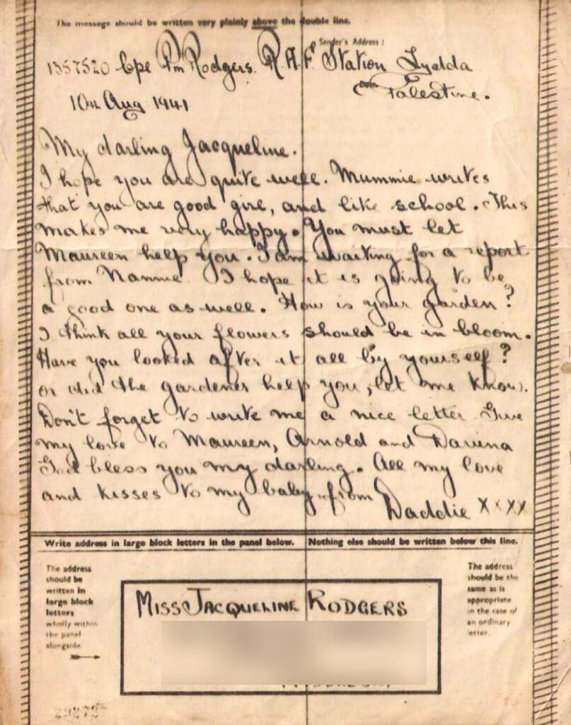 Percy Rodgers airgram