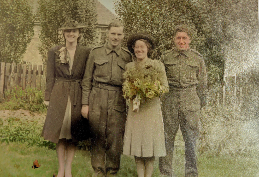 Joan and Robert Mandy on their wedding day