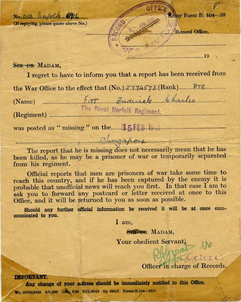 Notification - Fred Fitt