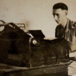 John Denham with teletype