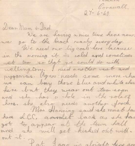 Page one of Nellie's letters